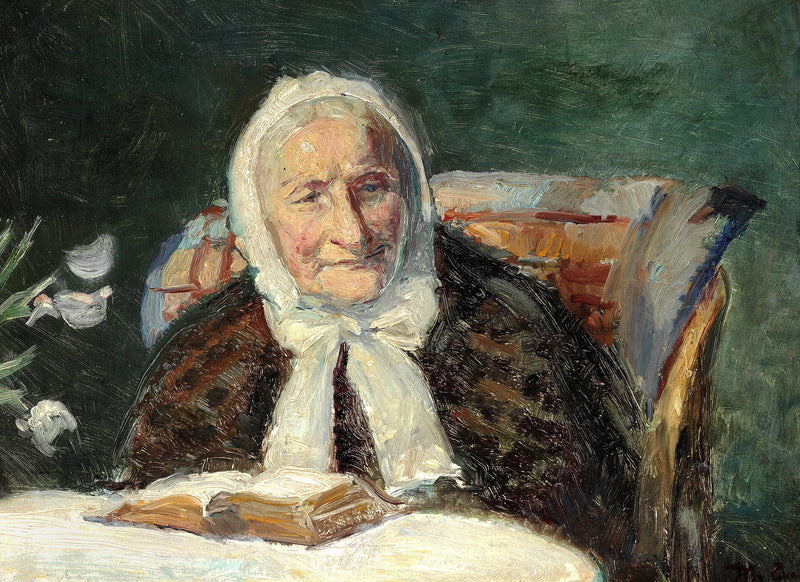 Intérieur avec Ane Brøndum, la belle-mère de l'artiste, en train de lire la Bible. - Michael Peter Ancher