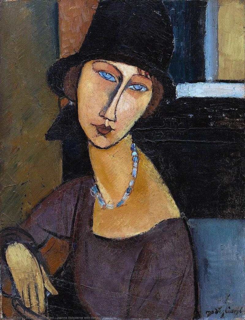 Jeanne Hébuterne w kapeluszu i naszyjniku - Amedeo Modigliani