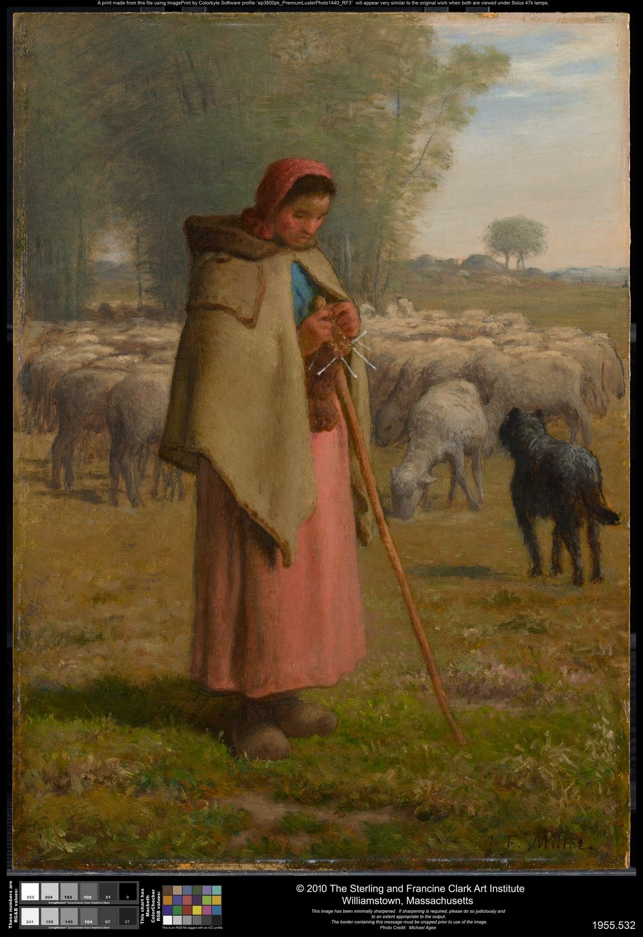 Jeune fille gardant ses moutons - Jean-François Millet