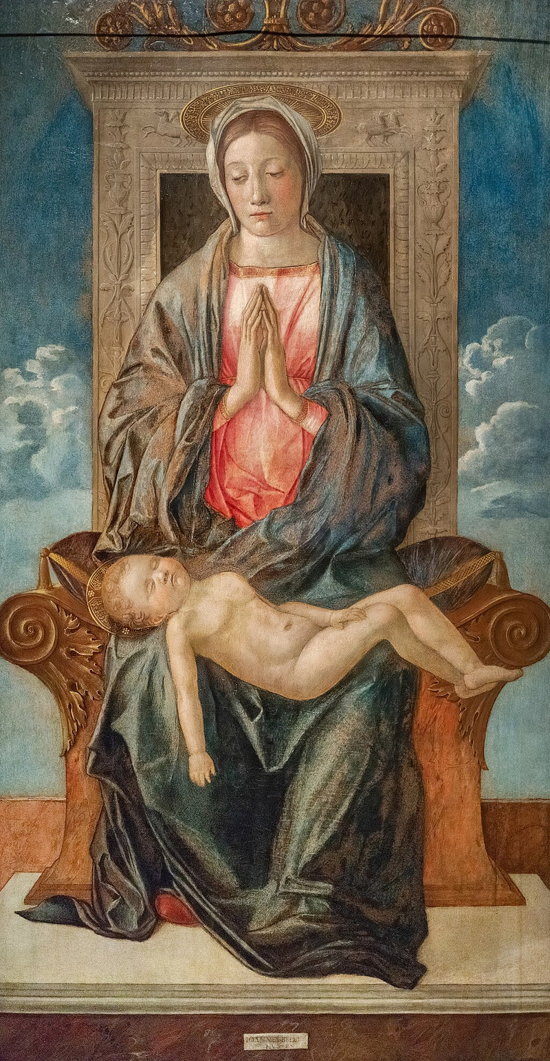 Madonna tronująca adorująca Zbawiciela Dzieciątko śpiące - Giovanni Bellini