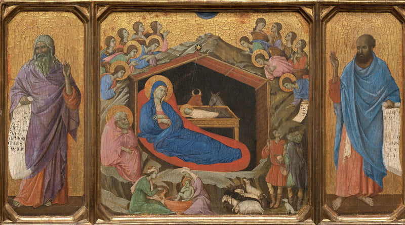 Narodzenie z prorokami Izajaszem i Ezechielem - Duccio di Buoninsegna