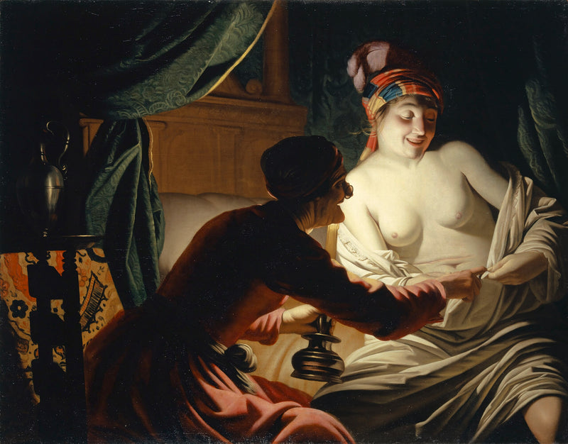 Polowanie na pchły przy świetle świecy - Gerrit van Honthorst