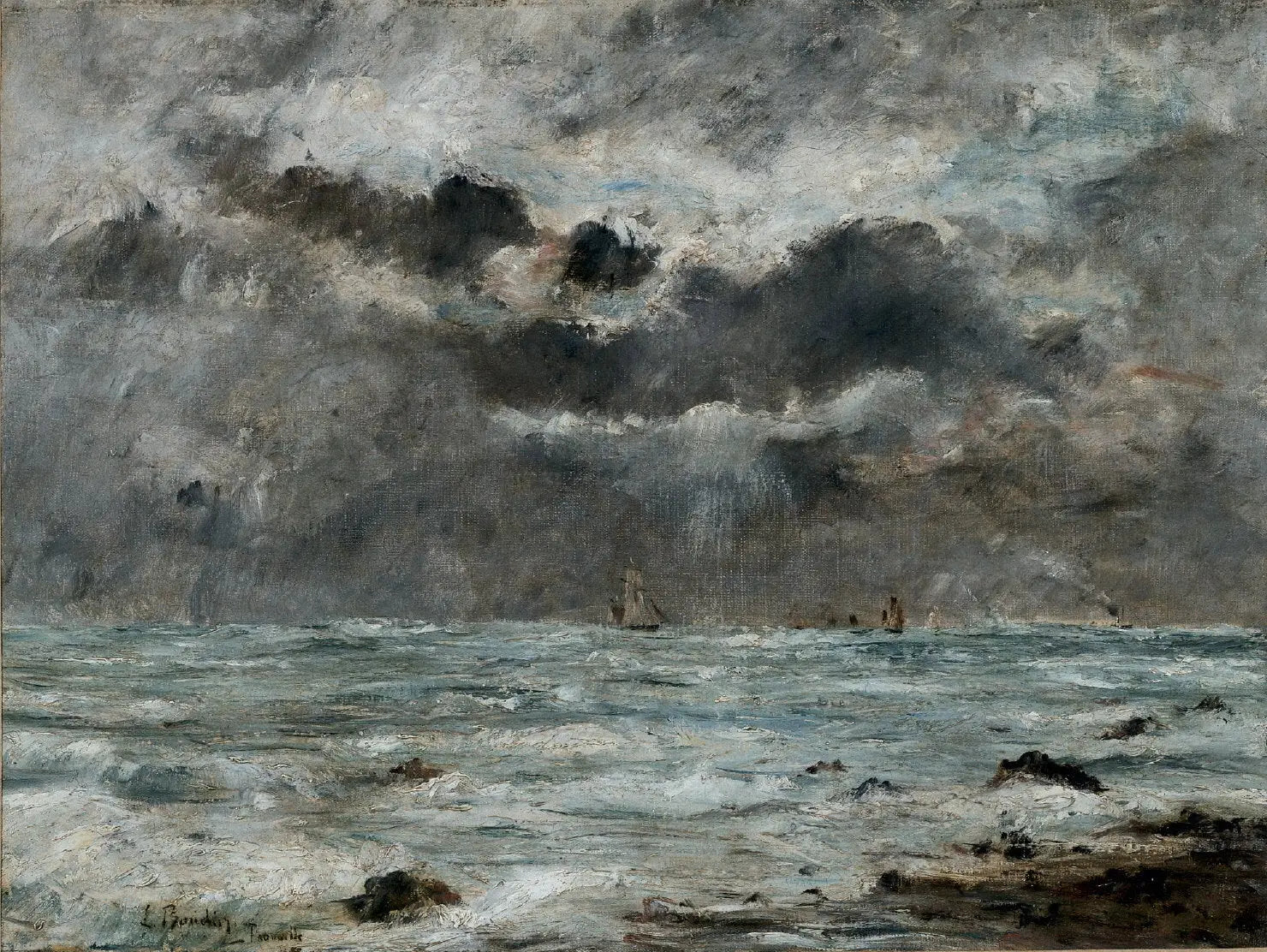 Reproduction du tableau « La côte à Trouville - Eugène Boudin » par Alpha Reproduction en peinture à l’huile