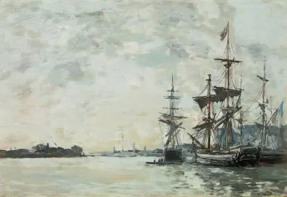 Le Havre, statki na kotwicy w porcie - Eugène Boudin