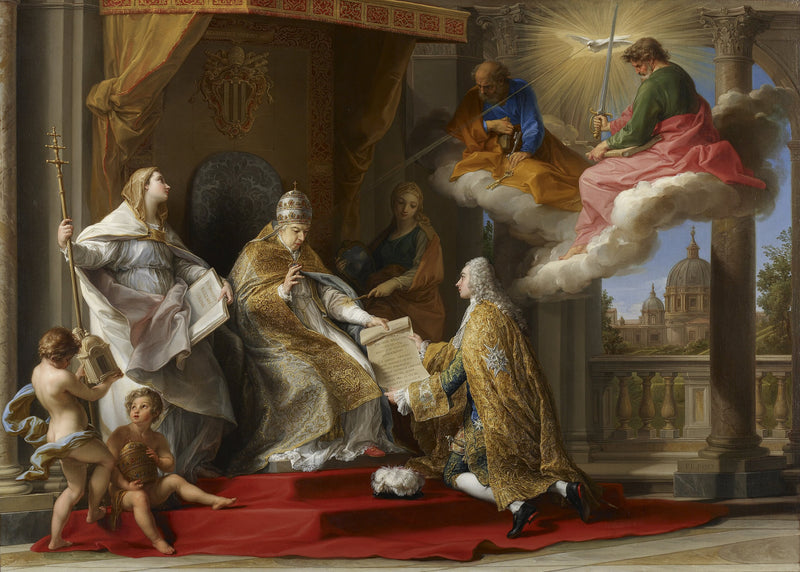 Papież Benedykt XIV przedstawiający encyklikę „Ex Omnibus” hrabiemu Stainville, przyszłemu księciu de Choiseul - Pompeo Batoni