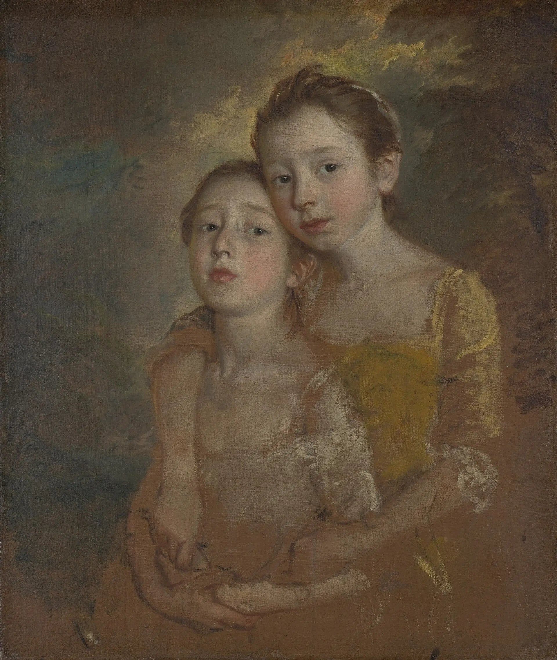 Les filles du peintre avec un chat - Thomas Gainsborough - Alpha Reproduction