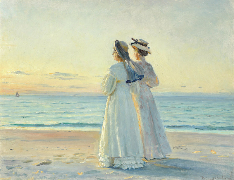 Marie Dinesen et Anna Bitch sur Skagen Nordstrand - Michael Peter Ancher