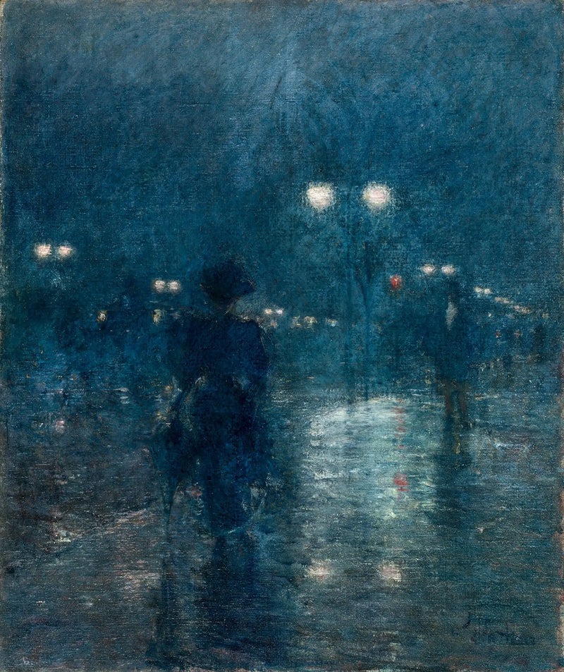 Nocna scena na Piątej Alei - Childe Hassam