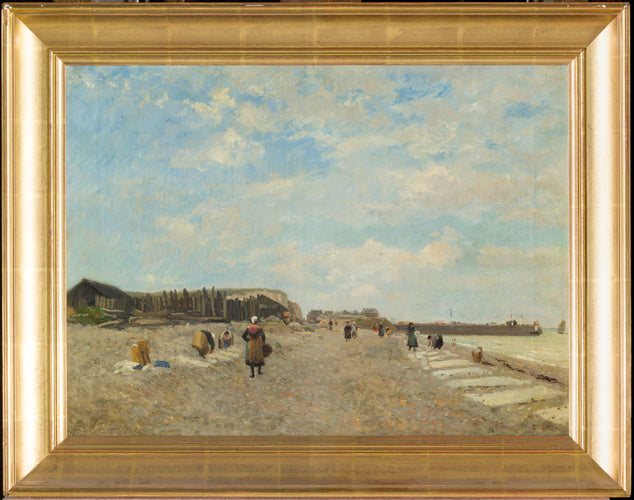 Normandki rozwieszające pranie na plaży - Eugène Boudin