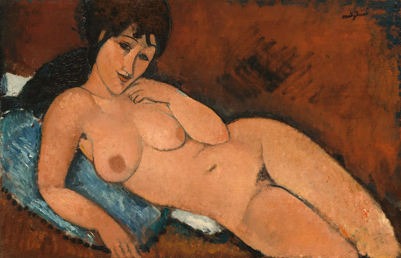 Naga na niebieskiej poduszce - Amedeo Modigliani