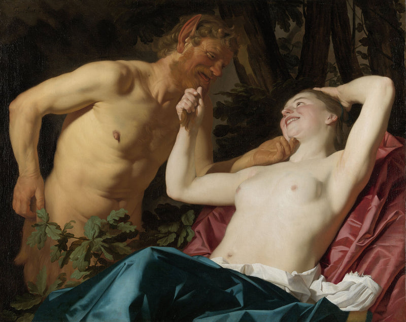 Nymfa i satyr - Gerrit van Honthorst