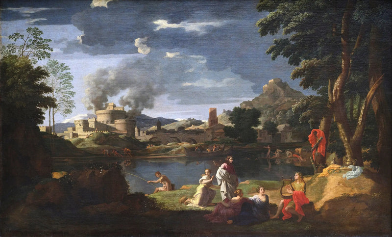 Pejzaż z Orfeuszem i Eurydyką - Nicolas Poussin