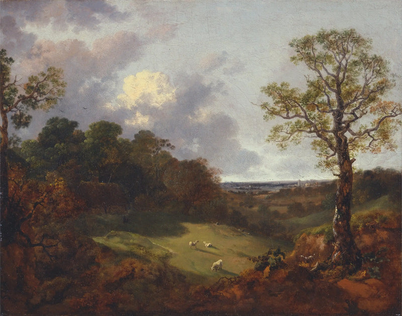 Zalesiony krajobraz z chatką i pasterzem - Thomas Gainsborough