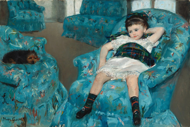Mała dziewczynka w niebieskim fotelu - Mary Cassatt