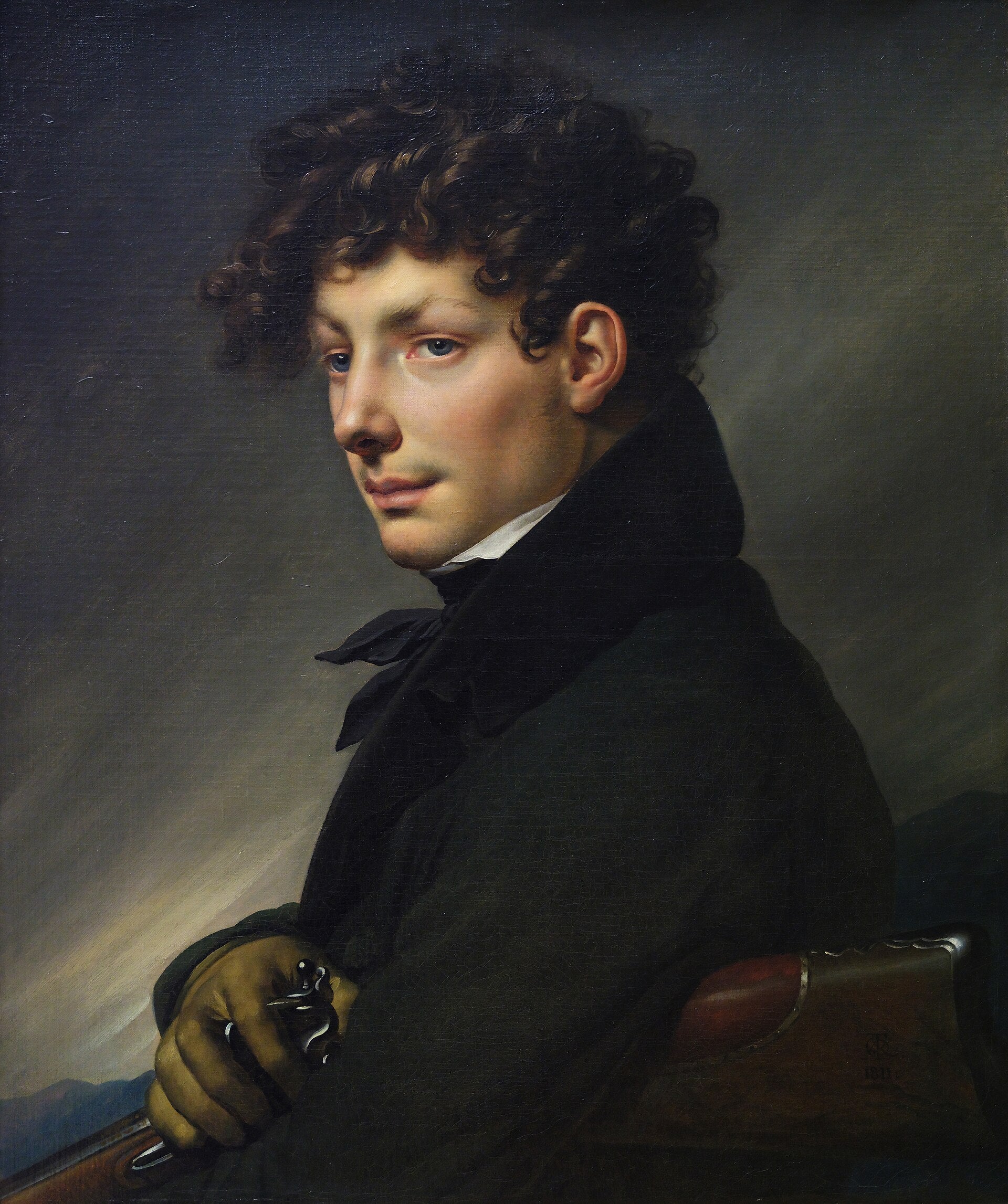 Portrait de jeune homme en chasseur - Anne-Louis Girodet