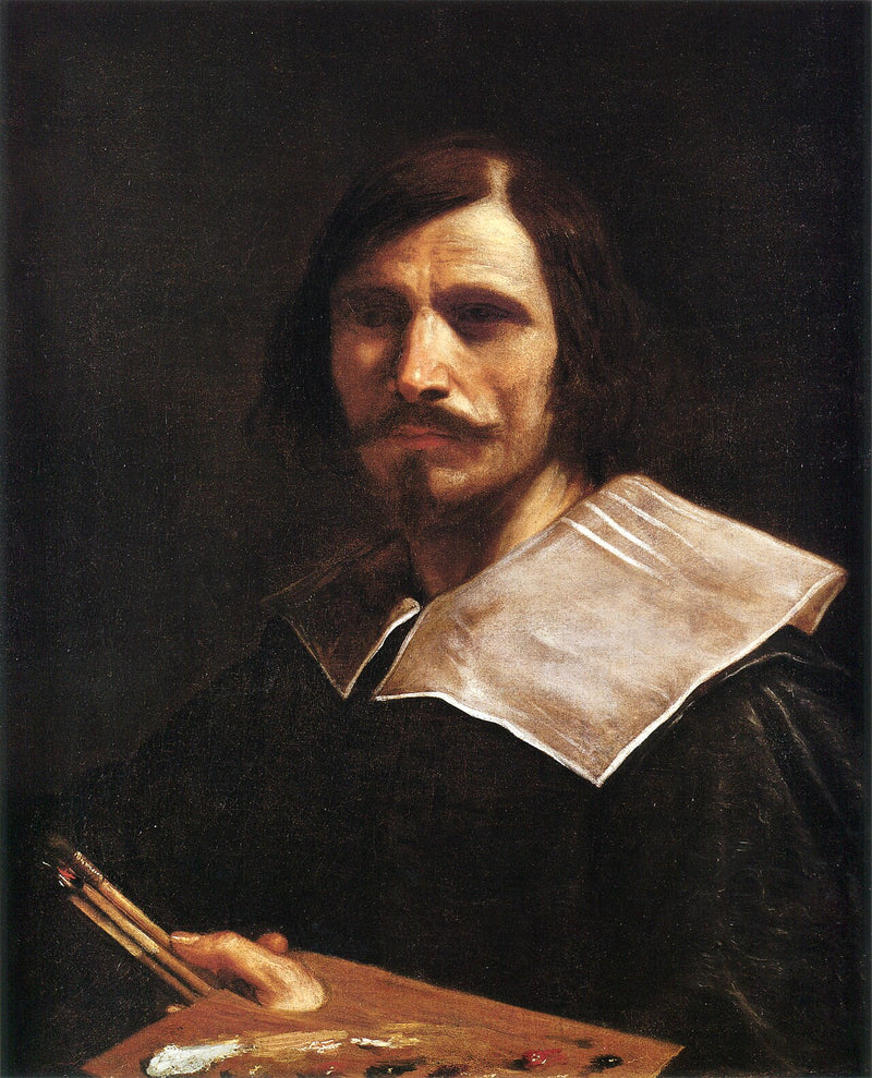 Portret artysty trzymającego paletę - Guercino
