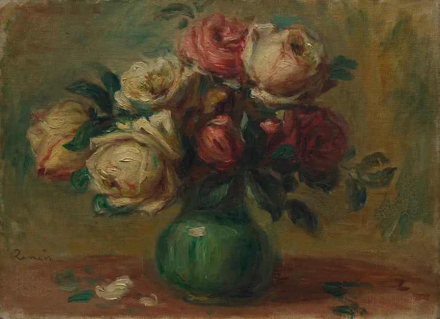 Reproduction du tableau « Roses dans un vase - Pierre-Auguste Renoir » par Alpha Reproduction en peinture à l’huile