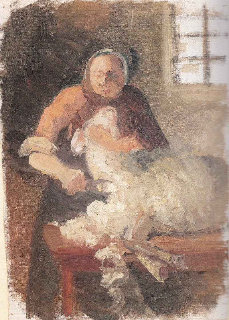 Kobieta strzyże owcę - Anna Ancher