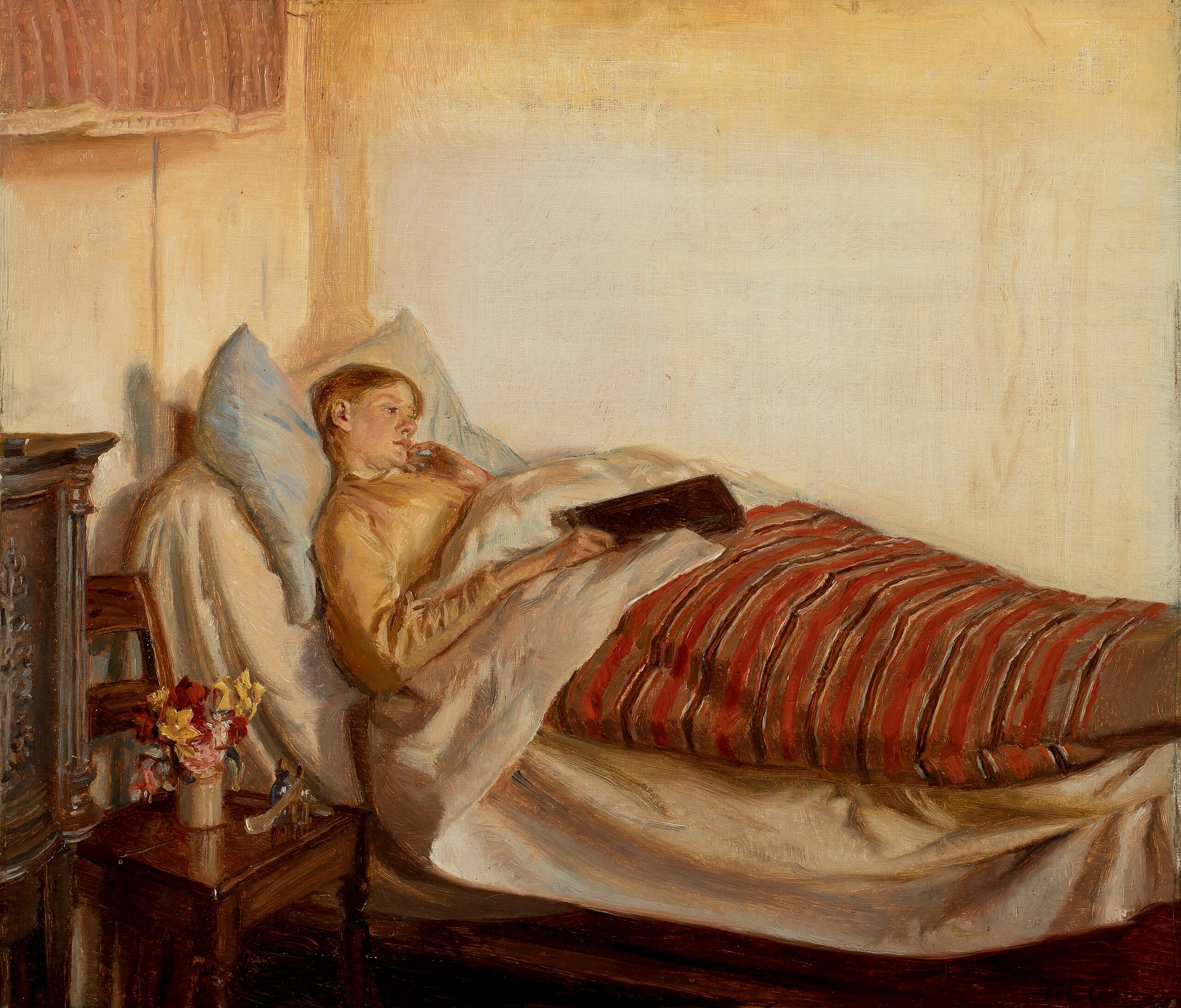 Une jeune femme, Tine Normand, est malade. - Michael Peter Ancher