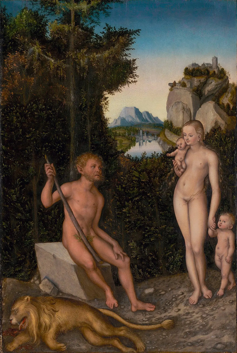 Faun i jego rodzina z martwym lwem - Lucas Cranach Starszy