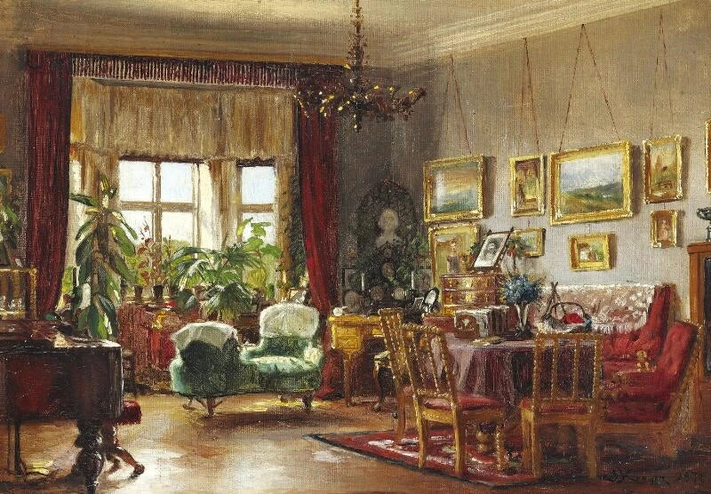 Wnętrze domu dzieciństwa artysty przy Strandgade 30 w Christianshavn, - Peder Severin Krøyer