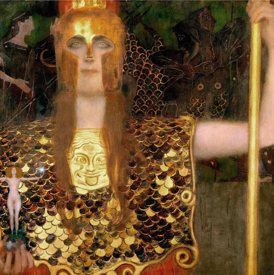 🛡️✨ Pallas Atena – Gustav Klimt (1898)
