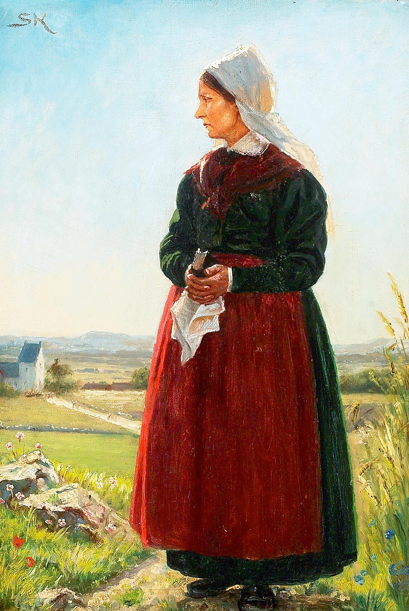 Żona rybaka ubrana do kościoła. Arildsleje, Szwecja. - Peder Severin Krøyer