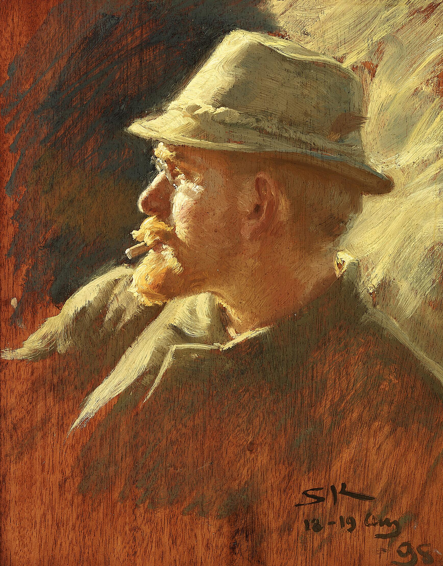 Autoportret w lekkim filcowym kapeluszu. - Peder Severin Krøyer