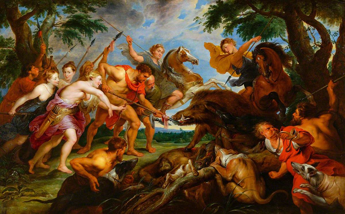 Atalanta i Meleager w pościgu za dzikiem z Kalydonu - Peter Paul Rubens