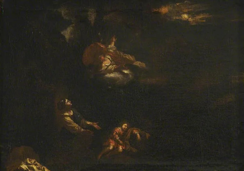 L'ange apparaissant à Agar dans le désert - Pier Francesco Mola image 1 tableau peint à l’huile sur toile