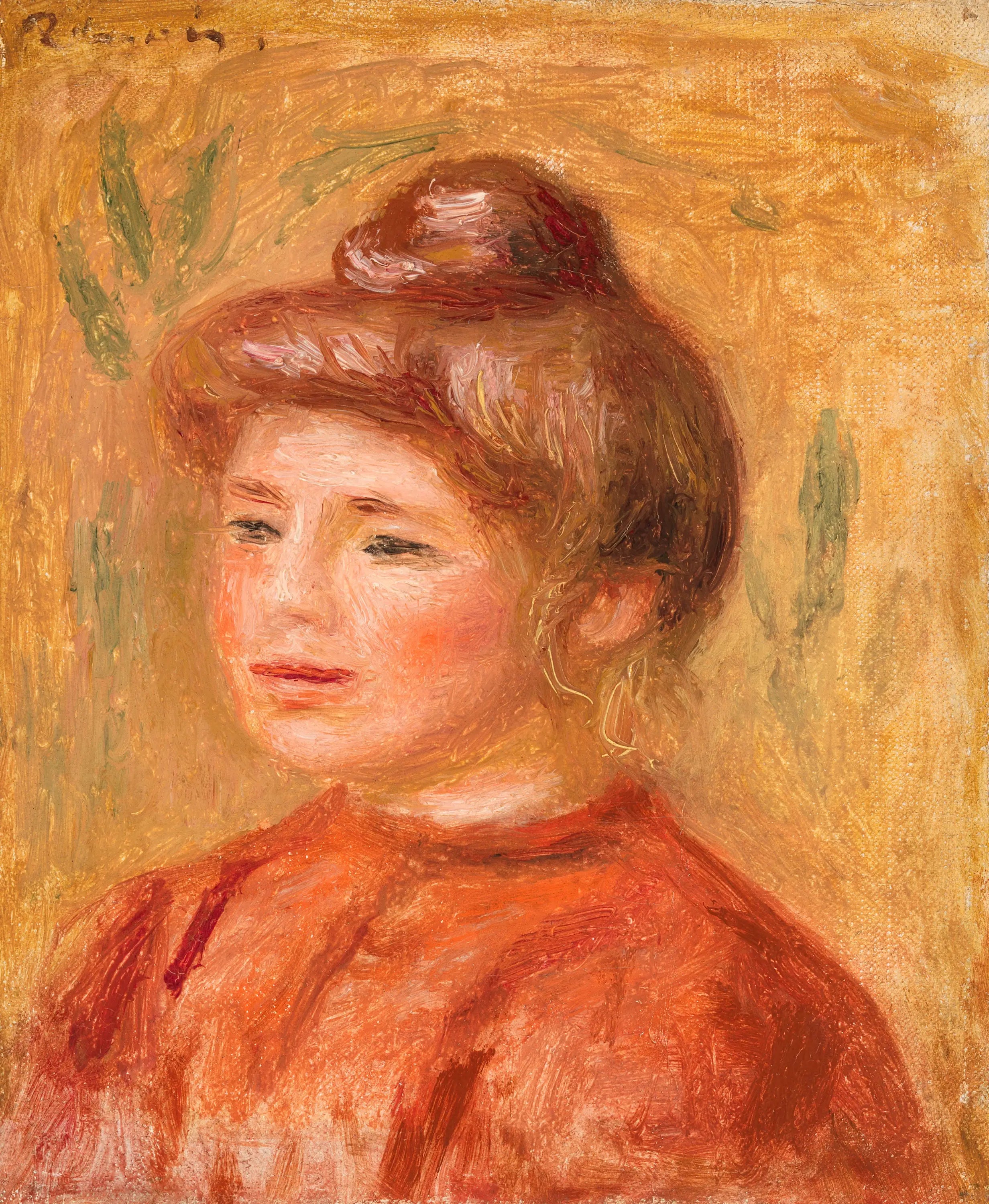 Reproduction du tableau « Buste de femme en rouge - Pierre-Auguste Renoir » par Alpha Reproduction en peinture à l’huile