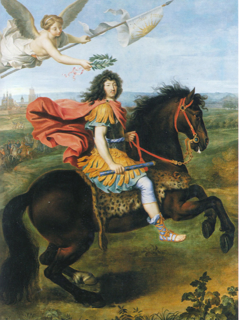 Portret jeździecki Ludwika XIV koronowany przez Zwycięstwo - Pierre Mignard