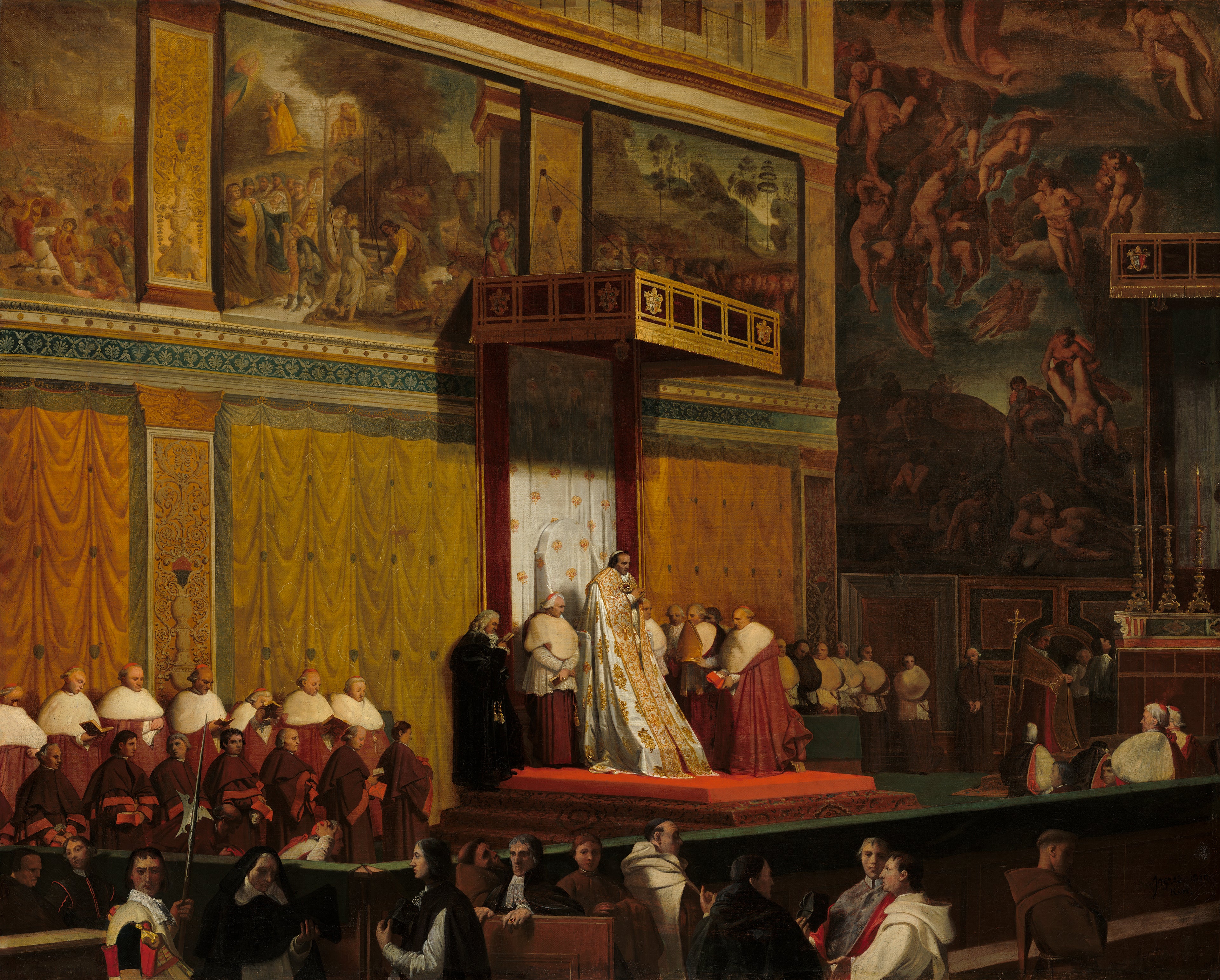 Papież Pius VII w Kaplicy Sykstyńskiej - Jean-Auguste-Dominique Ingres
