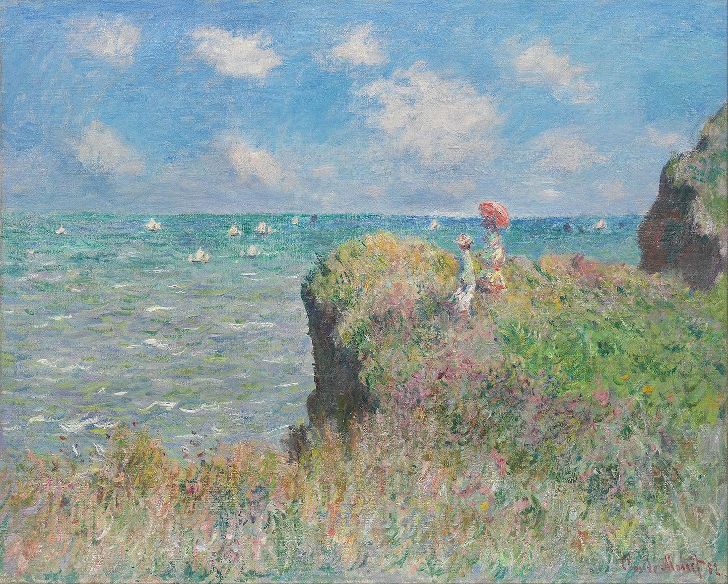 🎨 Spacer po klifie w Pourville – Claude Monet, 1882