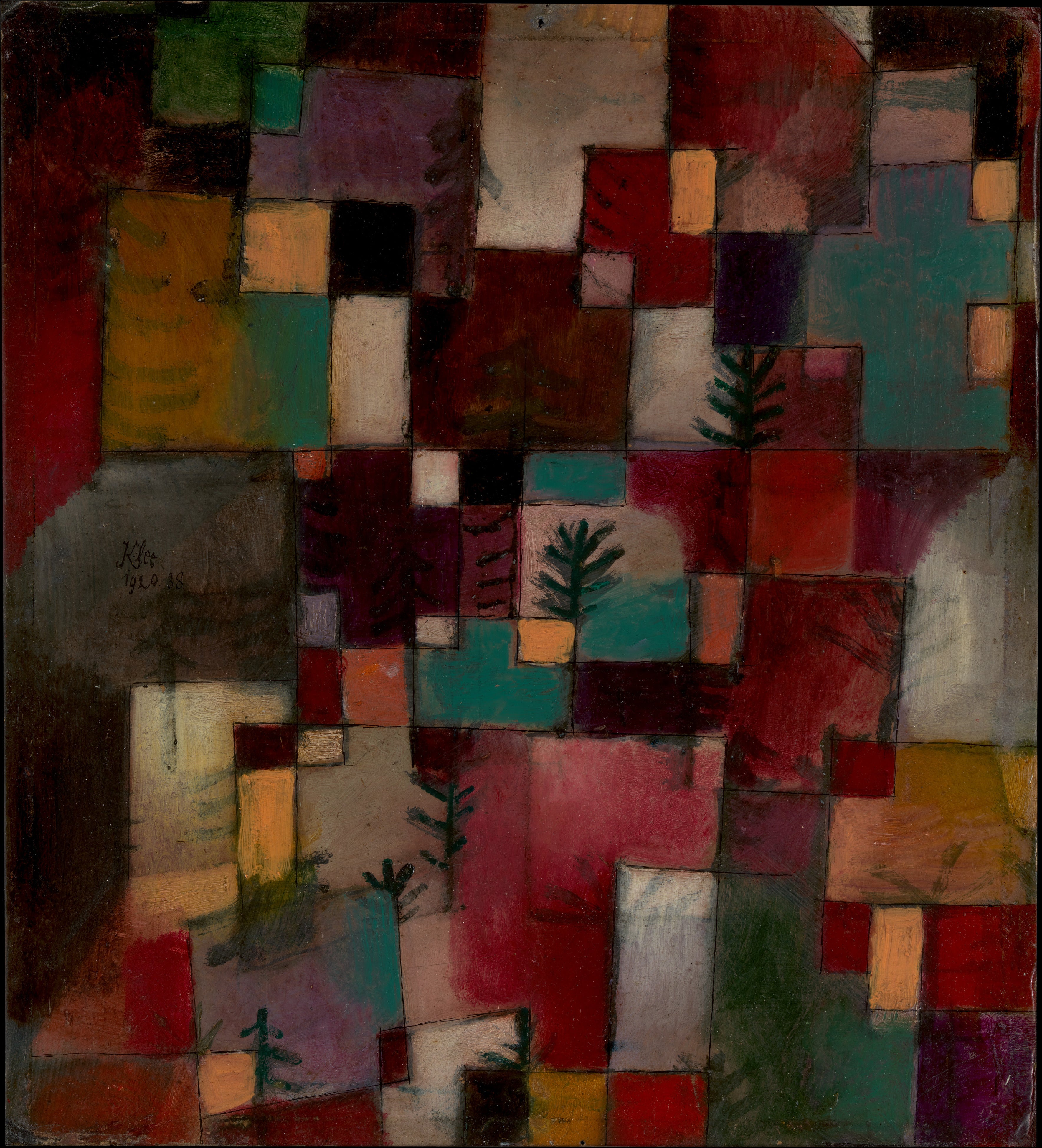 Czerwono-zielone i fioletowo-żółte rytmy - Paul Klee