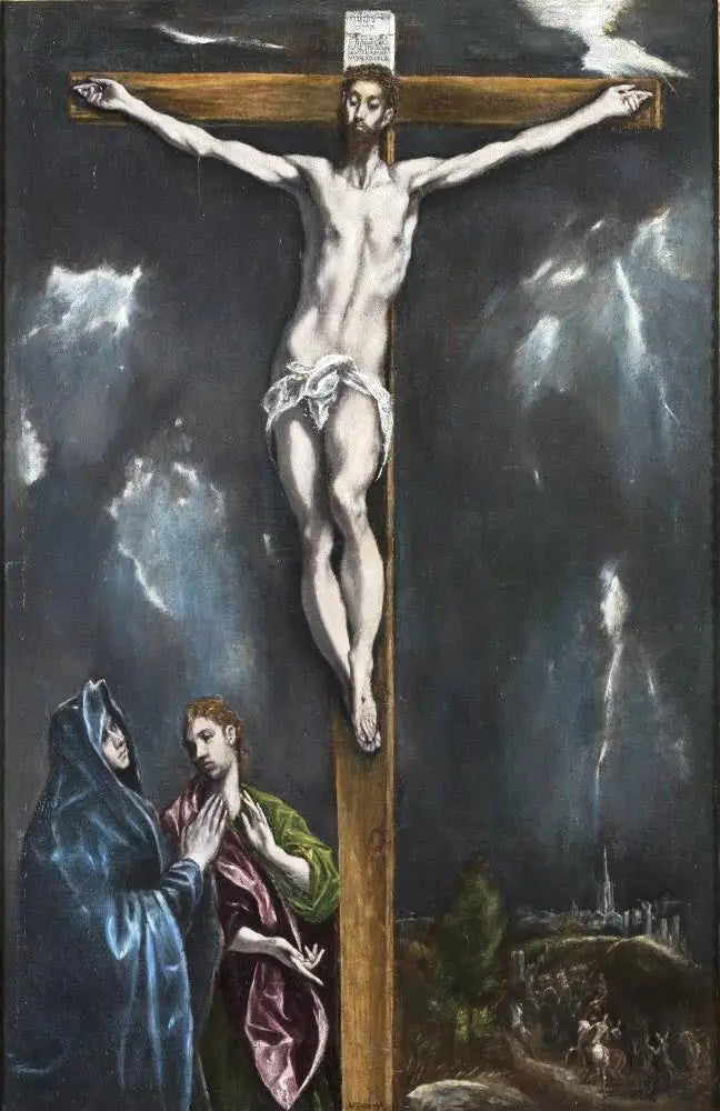 Uk rzyżowania z Matką Boską i świętym Janem Ewangelistą - El Greco