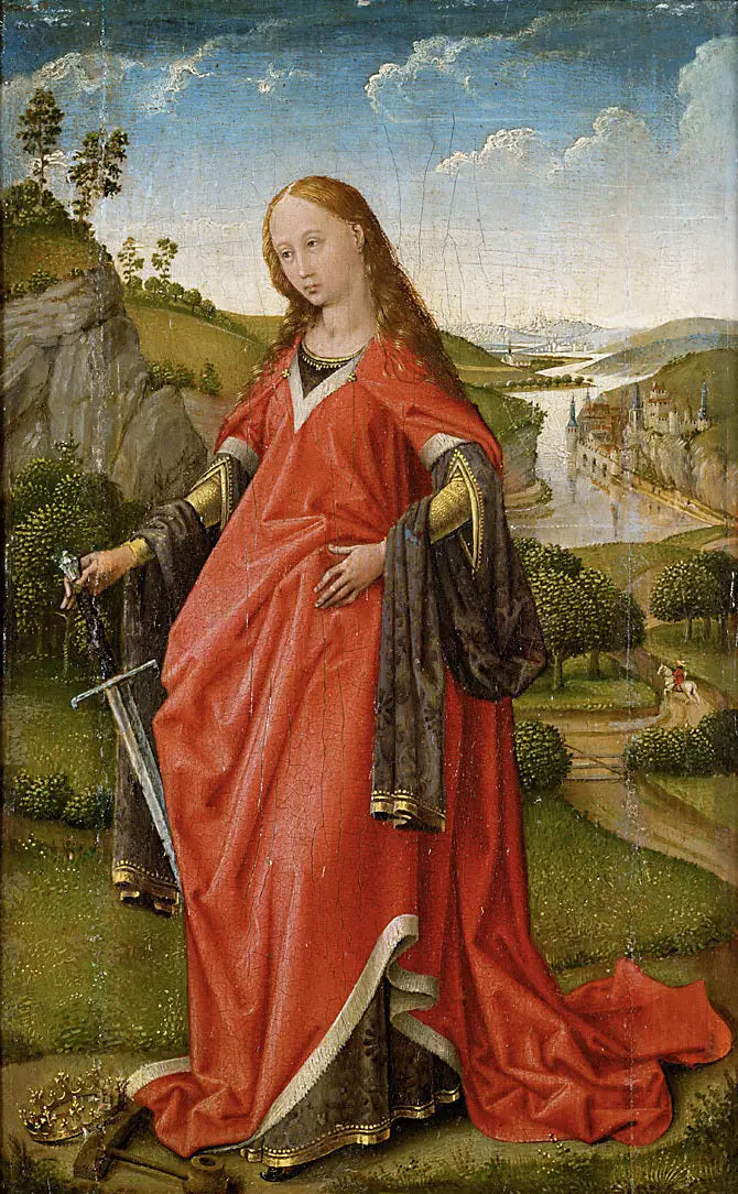 Prawa skrzydło diptyku: Święta Katarzyna - Rogier van der Weyden