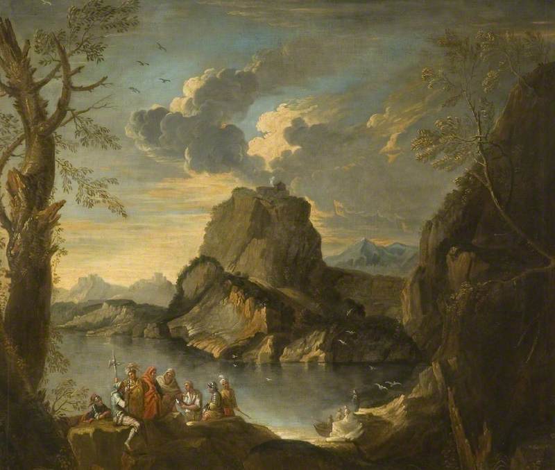 Un paysage rocheux avec des personnages - Salvator Rosa