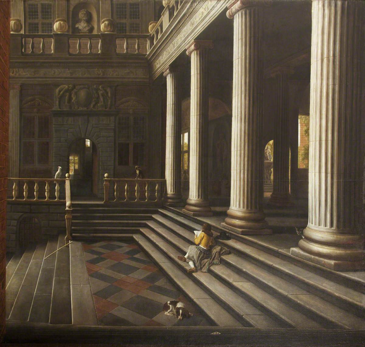 Vue en perspective de la cour d'une maison - Samuel van Hoogstraten