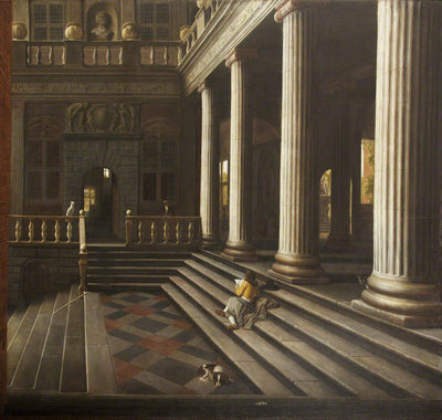 Vue en perspective de la cour d'une maison - Samuel van Hoogstraten