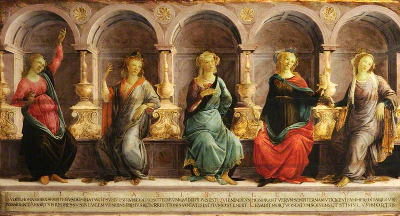 Pięć sybilli siedzących w niszach: babilońska, libijska, delficka, kimeryjska i erytrejska - Sandro Botticelli
