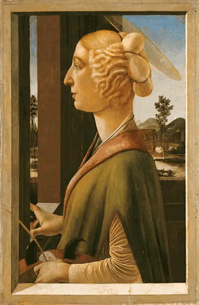 Portret kobiety (z atrybutami świętej Katarzyny Aleksandryjskiej) - Sandro Botticelli