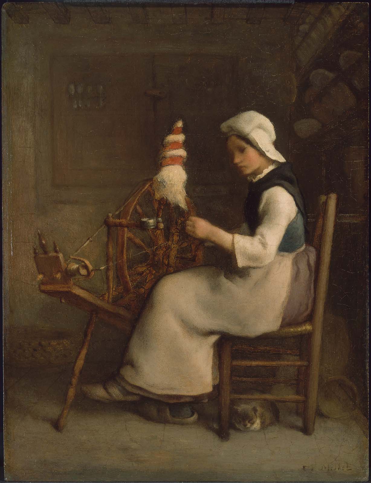 Fileur assis (Emélie Millet) - Jean-François Millet