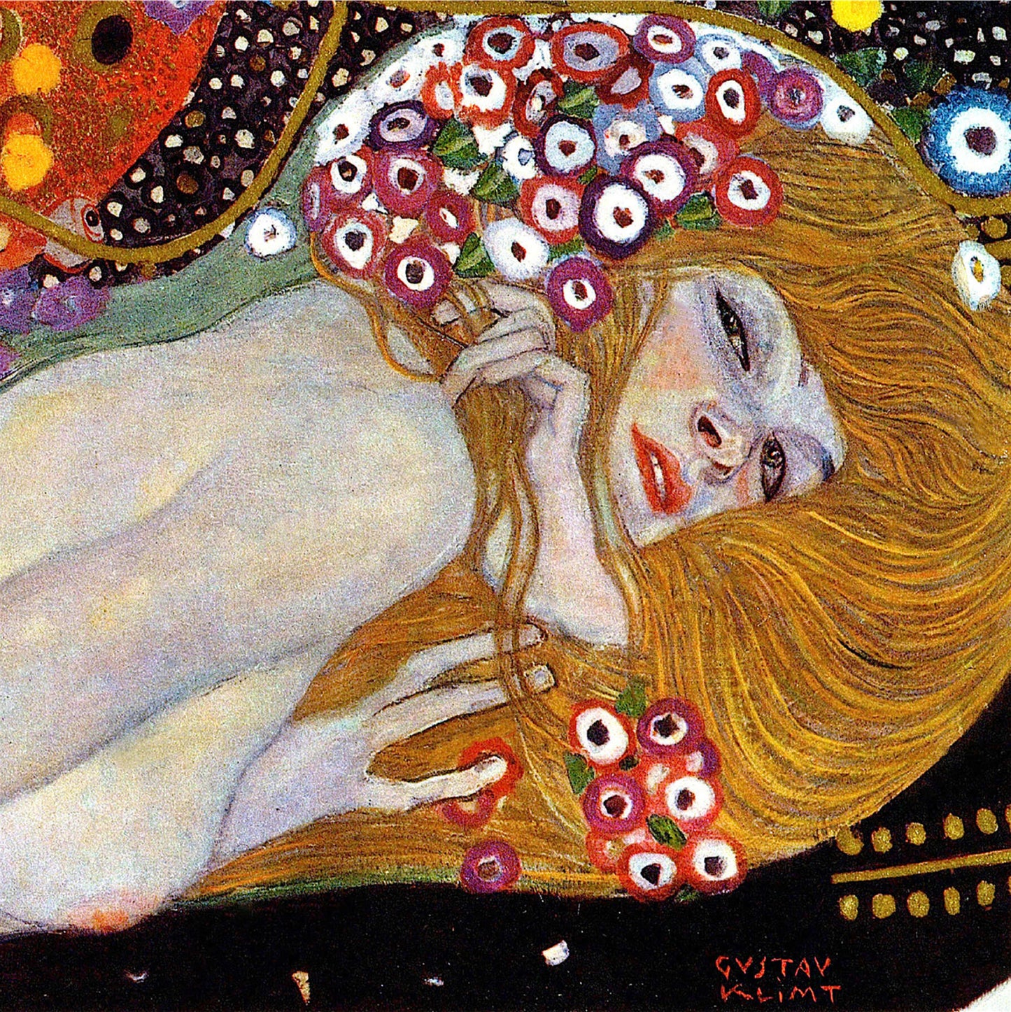 🐍 Węże wodne II (Szczegół) – Gustav Klimt (1904–1907)