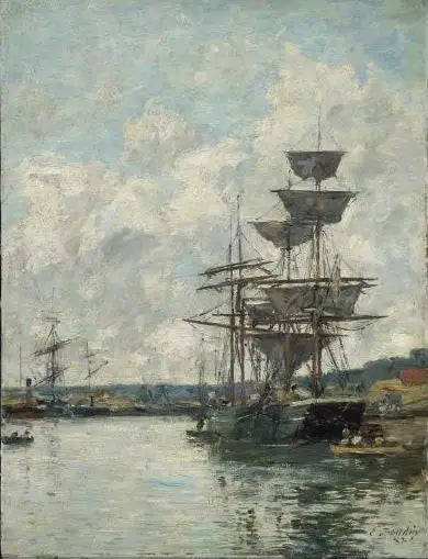 Statki w Hawrze - Eugène Boudin