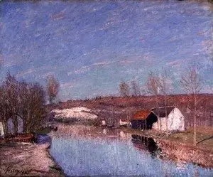Loing i zbocze Saint-Nicaise - luty po południu - Alfred Sisley
