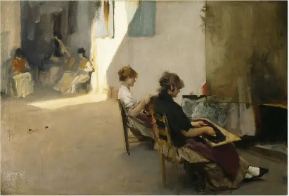 Reproduction du tableau « Les enfileurs de perles de Venise - John Singer Sargent » par Alpha Reproduction en peinture à l’huile