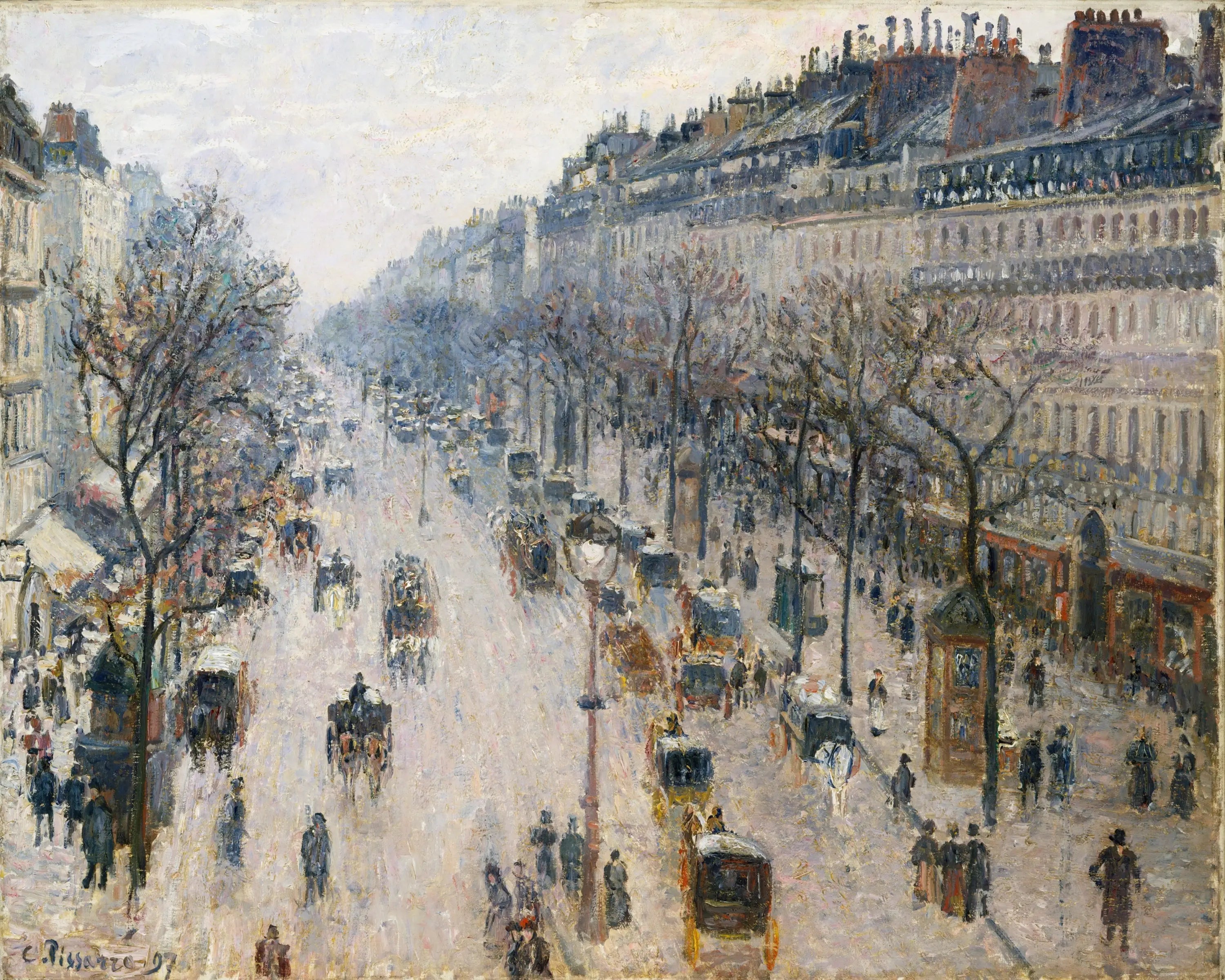 Reproduction du tableau « Boulevard Montmartre un matin d'hiver - Camille Pissarro » par Alpha Reproduction en peinture à l’huile