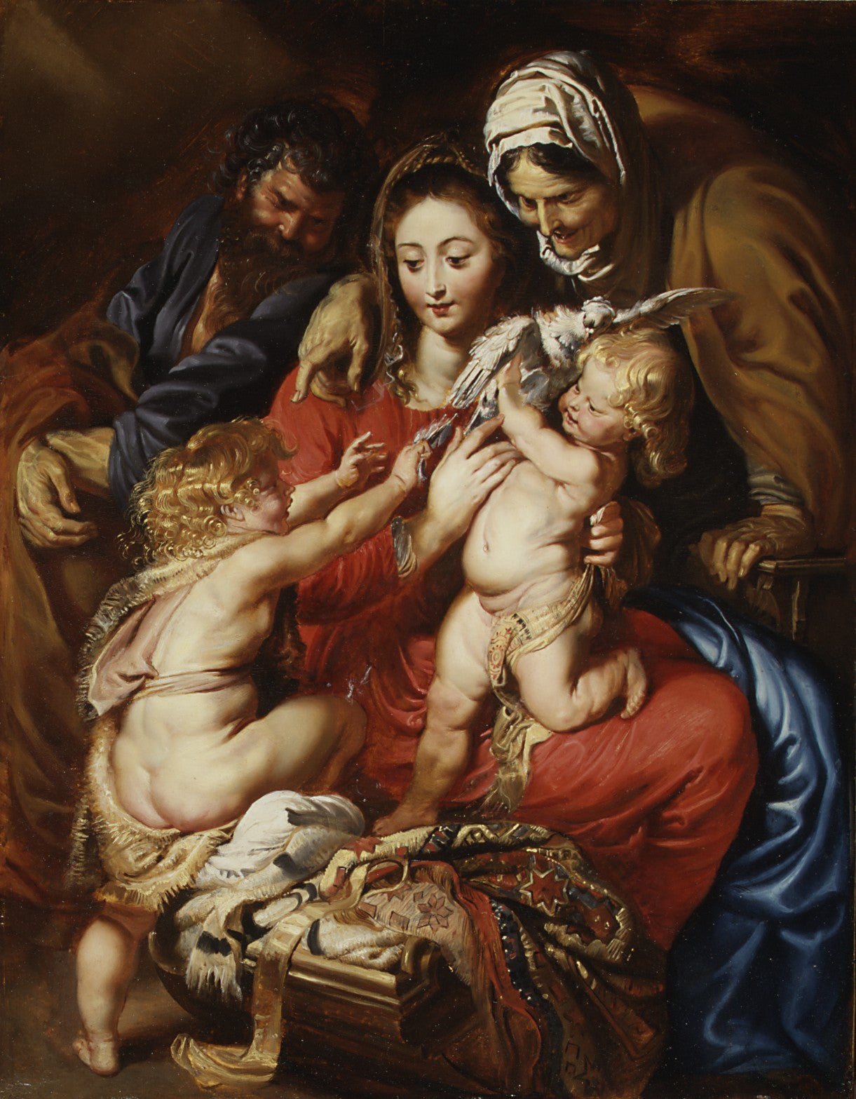 Święta Rodzina z świętą Elżbietą, świętym Janem i gołębiem - Peter Paul Rubens