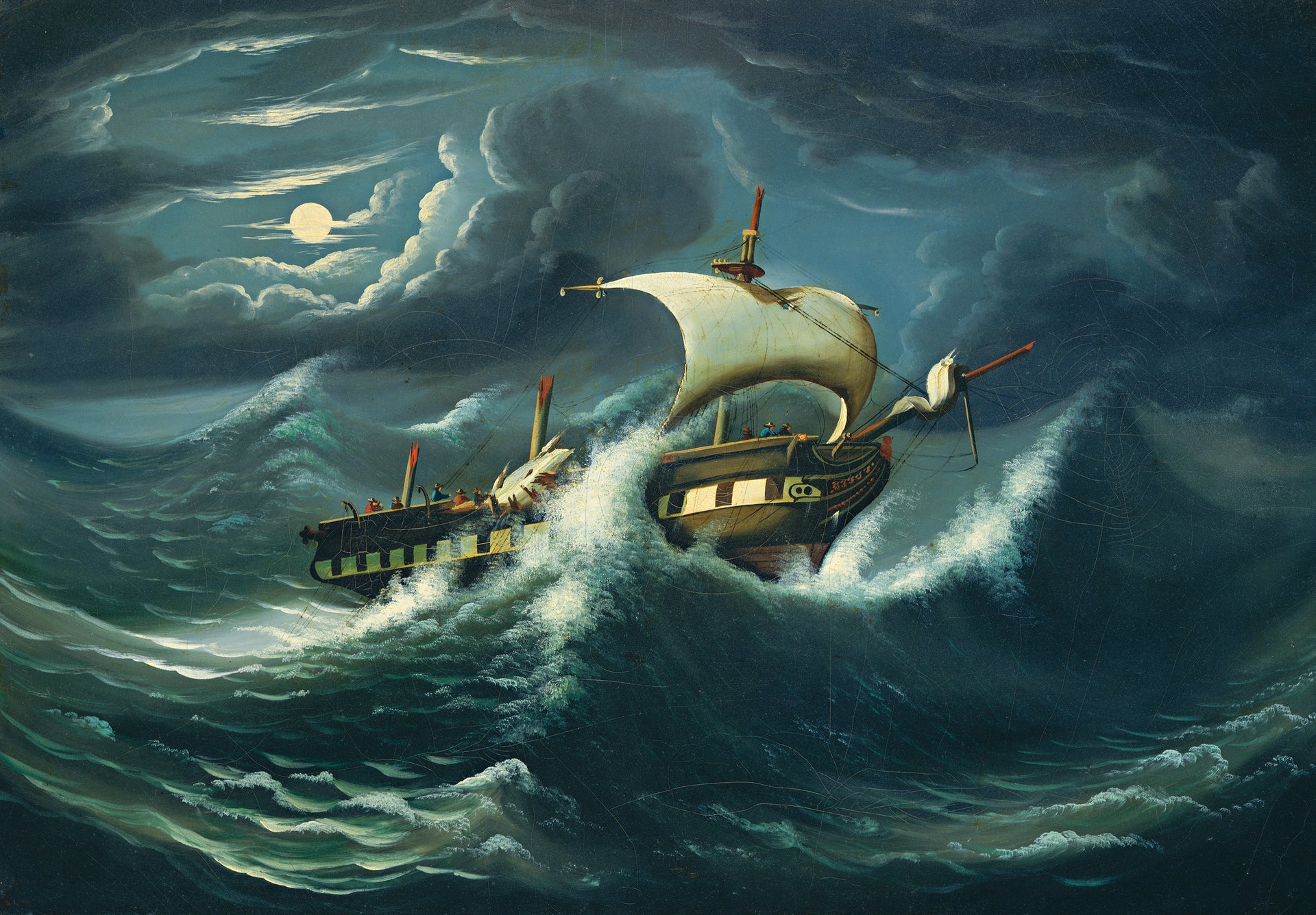 Frégate dans la tempête de Thomas Chambers